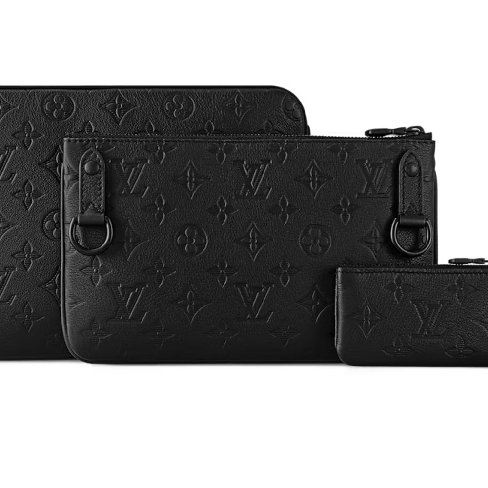 New Louis Vuitton Black embossed Monogram Shadow Calf leather pouch - Picture 16 of 16
